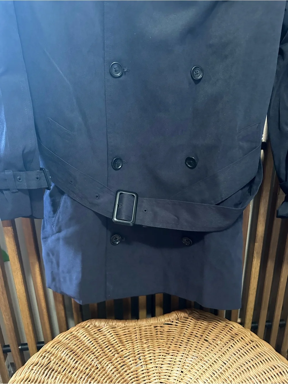 London Fog Signature Men's Double Breasted Belted Trench Coat Navy Blue 40S